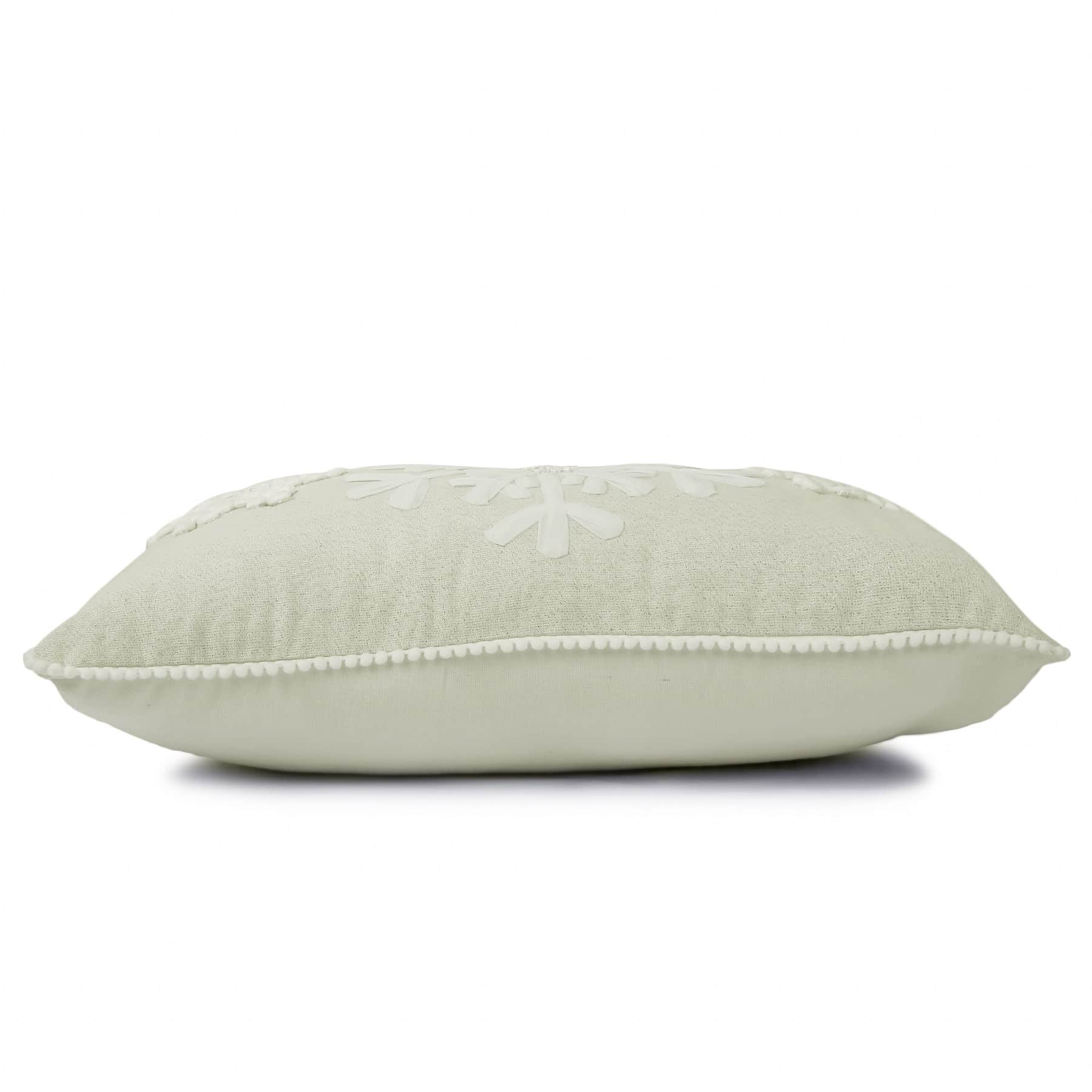 Nomaadi Snowflakes Lumbar Cushion Cover 12x20 inches Embroidered Throw Pillow Cover with 3 Snowflake Design Home Decor - rear_view