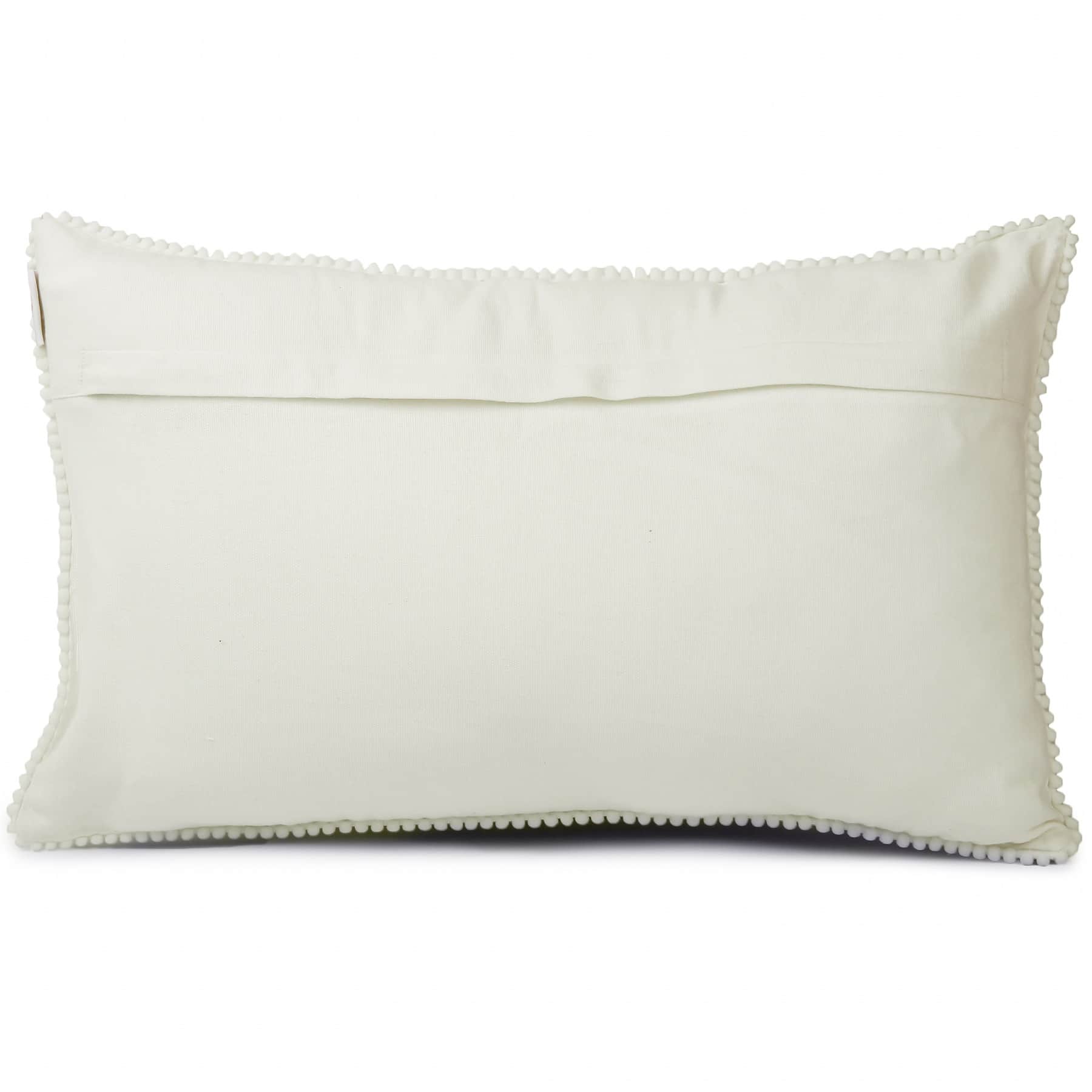 Nomaadi Snowflakes Lumbar Cushion Cover 12x20 inches Embroidered Throw Pillow Cover with 3 Snowflake Design Home Decor - left_view