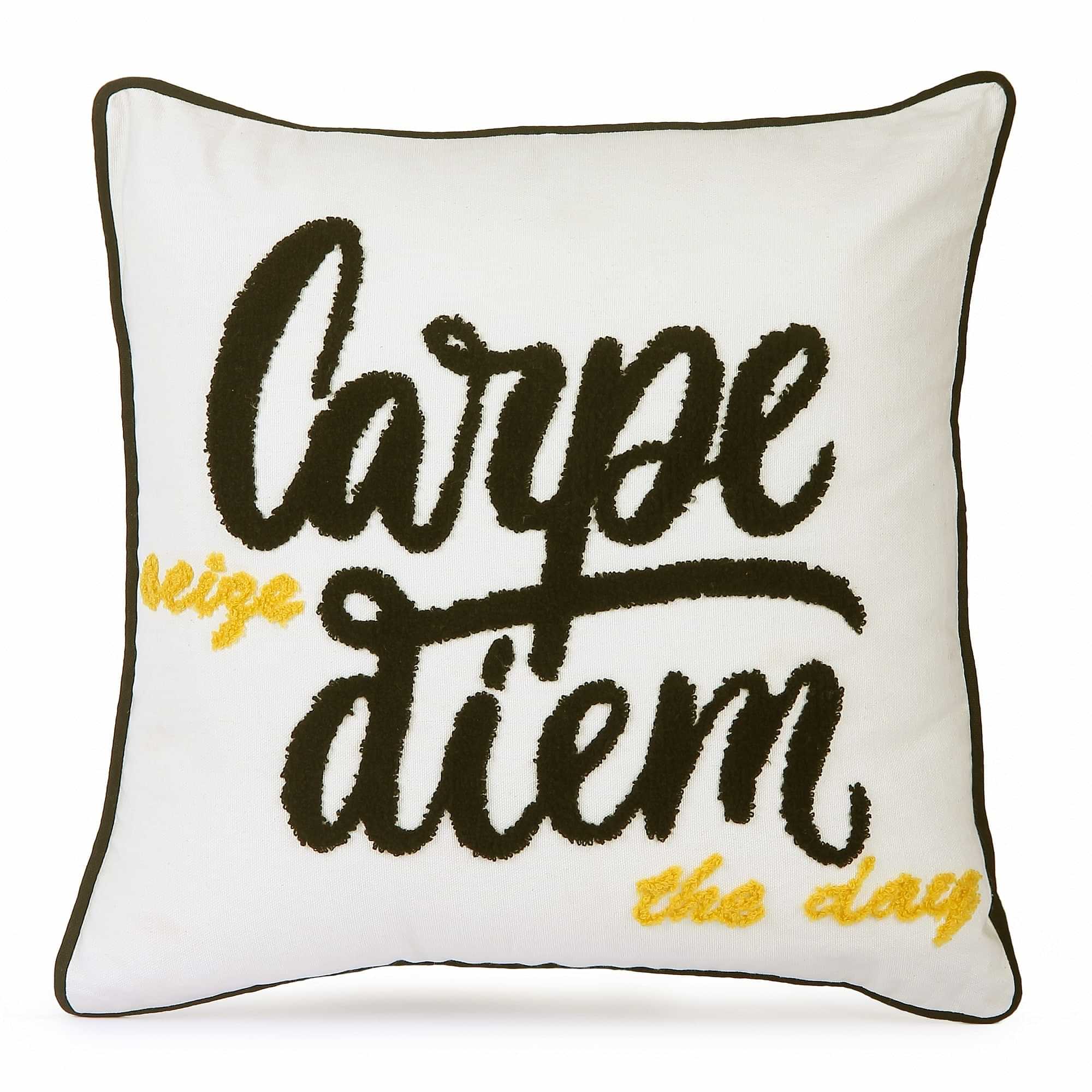 Carpe Diem Typographical Cushion Cover, 16x16 - photo