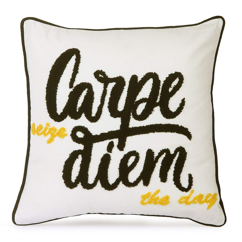 Carpe Diem Typographical Cushion Cover, 16x16 - photo