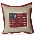 Nomaadi Vintage American Flag Cushion Cover with Jute Look (18x18 inches) Cotton Fabric Decorative Pillow for Sofa Chair Couch Bedroom - photo