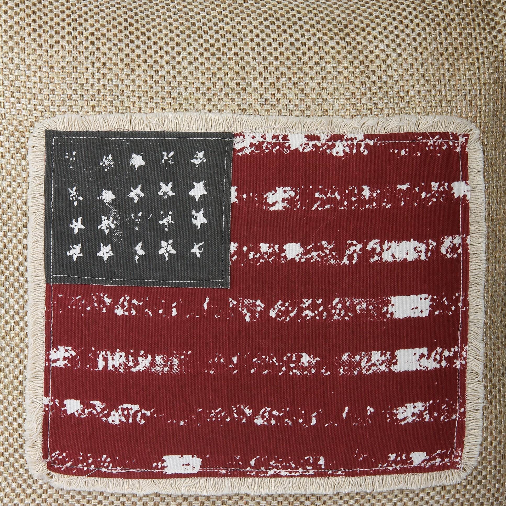 Nomaadi Vintage American Flag Cushion Cover with Jute Look (18x18 inches) Cotton Fabric Decorative Pillow for Sofa Chair Couch Bedroom - front_view