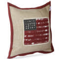 Nomaadi Vintage American Flag Cushion Cover with Jute Look (18x18 inches) Cotton Fabric Decorative Pillow for Sofa Chair Couch Bedroom - top_view
