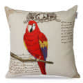 Nomaadi Red Parrot Embroidered Pillow Cover 18*18 inches Decorative Kids Room Cushion Cover for Bedroom Sofa Chair Couch - photo