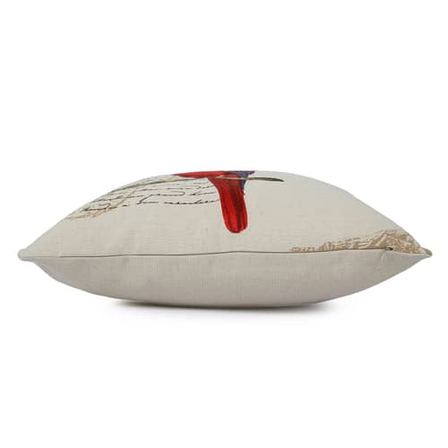 Nomaadi Red Parrot Embroidered Pillow Cover 18*18 inches Decorative Kids Room Cushion Cover for Bedroom Sofa Chair Couch
