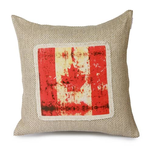 Nomaadi Vintage Canadian Flag Decorative Cushion Cover 18×18″ Square Digital Print Pillowcase Home Decor for Living Room, Bed, Sofa, Chair