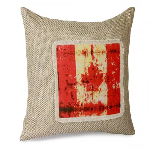 Nomaadi Vintage Canadian Flag Decorative Cushion Cover 18×18″ Square Digital Print Pillowcase Home Decor for Living Room, Bed, Sofa, Chair