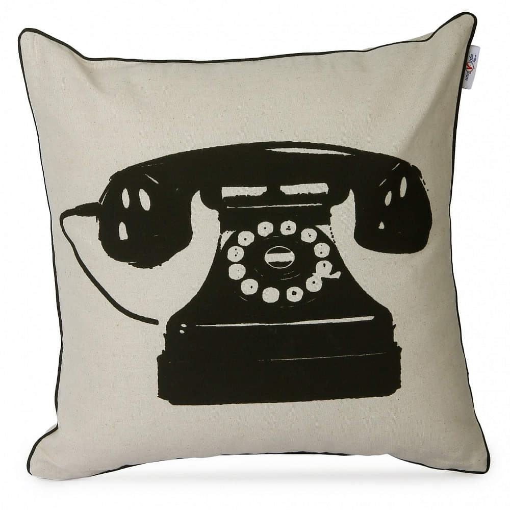 Nomaadi Retro Telephone 18x18 inches Decorative Cushion Cover | Retro Style Throw Pillowcase for Sofa Bed Couch Kids Room Home Decor - photo