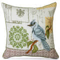 Nomaadi Blue Jay Bird Embroidered Pillowcase 18X18 inches Square Decorative Cushion Cover, Modern Cushion, Home Decor for Bed, Chair, Sofa - photo