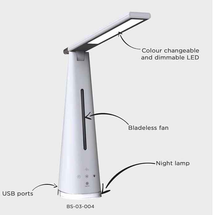 Led Table Lamp With Bladless Fan - photo