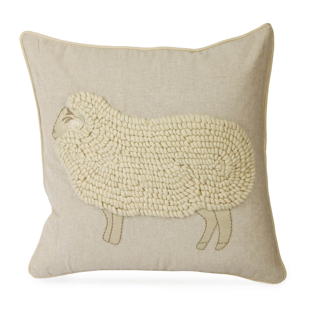 Nomaadi Sheep Wool Embroidered Cushion Cover (Size 18x18) - photo