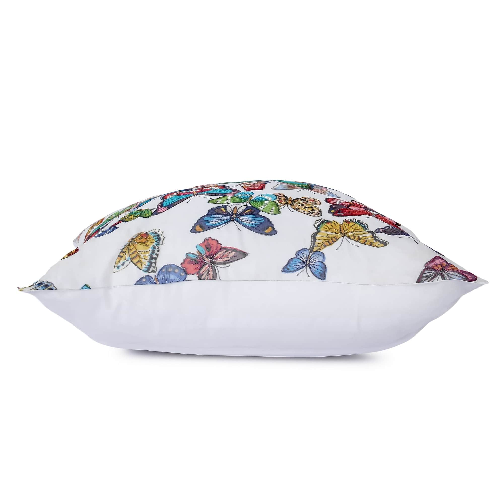Nomaadi Glitter Butterflies Digital Print Pillow Cover Square 18X18 inch - rear_view