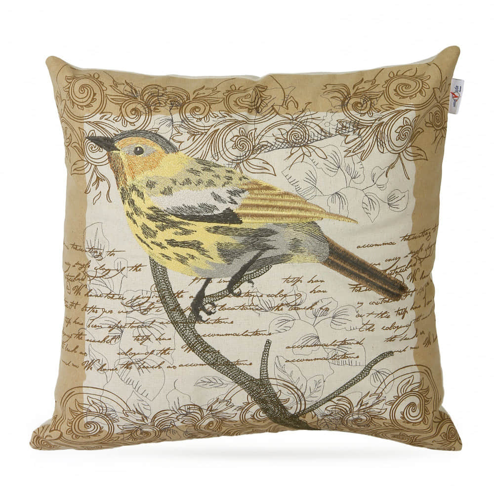 Nomaadi Sparrow Premium Embroidered Cushion Cover 18X18 - photo