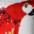 Red Parrot Digital Print Cushion Cover with Embroidery 18x18 - front_view