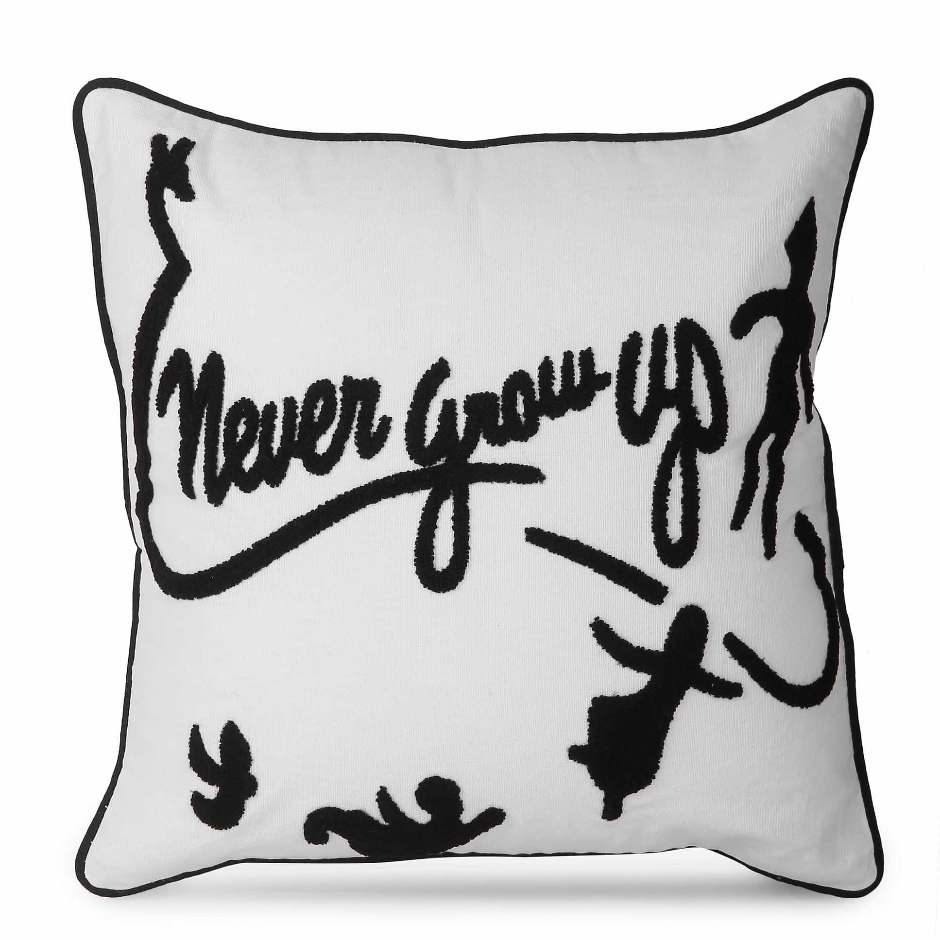 Nomaadi Never Grow Up Embroidered Cushion Cover 18x18 inches - photo