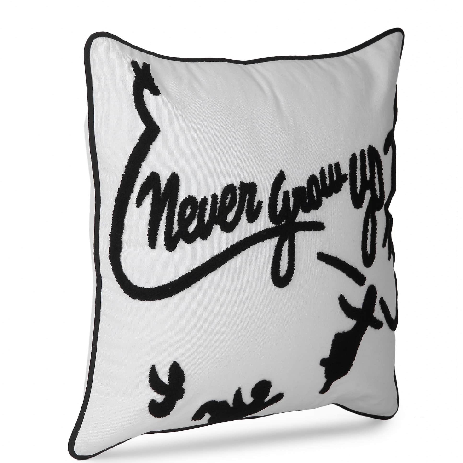 Nomaadi Never Grow Up Embroidered Cushion Cover 18x18 inches - rear_view