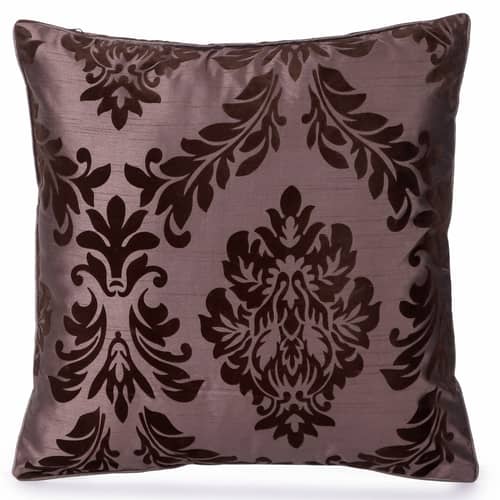 Brown Damask Flock Embroidery Pillow Cover (Pack of 2)