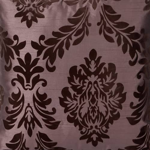 Brown Damask Flock Embroidery Pillow Cover (Pack of 2)