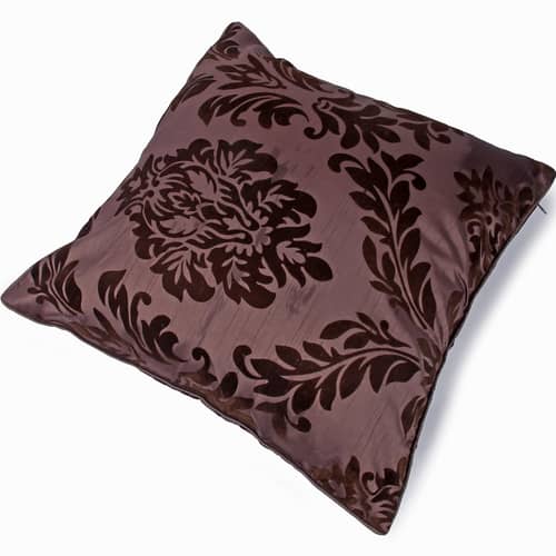 Brown Damask Flock Embroidery Pillow Cover (Pack of 2)