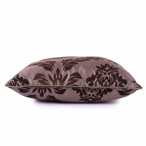 Brown Damask Flock Embroidery Pillow Cover (Pack of 2)