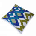 Nomaadi Green Blue Chevron Design Cushion Cover, 18x18 Square Pillow in Premium Cotton - left_view