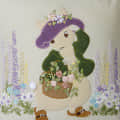 Nomaadi 16 x 16 inches Embroidered Bunny with Purple Hat Cushion Cover - front_view