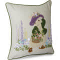 Nomaadi 16 x 16 inches Embroidered Bunny with Purple Hat Cushion Cover - top_view