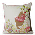 Nomaadi Embroidered Red Rabbit Cushion Cover, 16x16 inches - photo