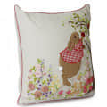 Nomaadi Embroidered Red Rabbit Cushion Cover, 16x16 inches - top_view