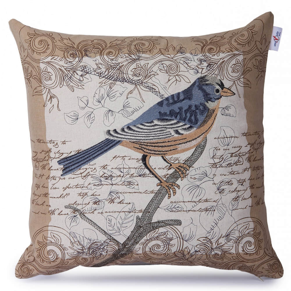 Blue Sparrow Bird Cushion Cover - photo