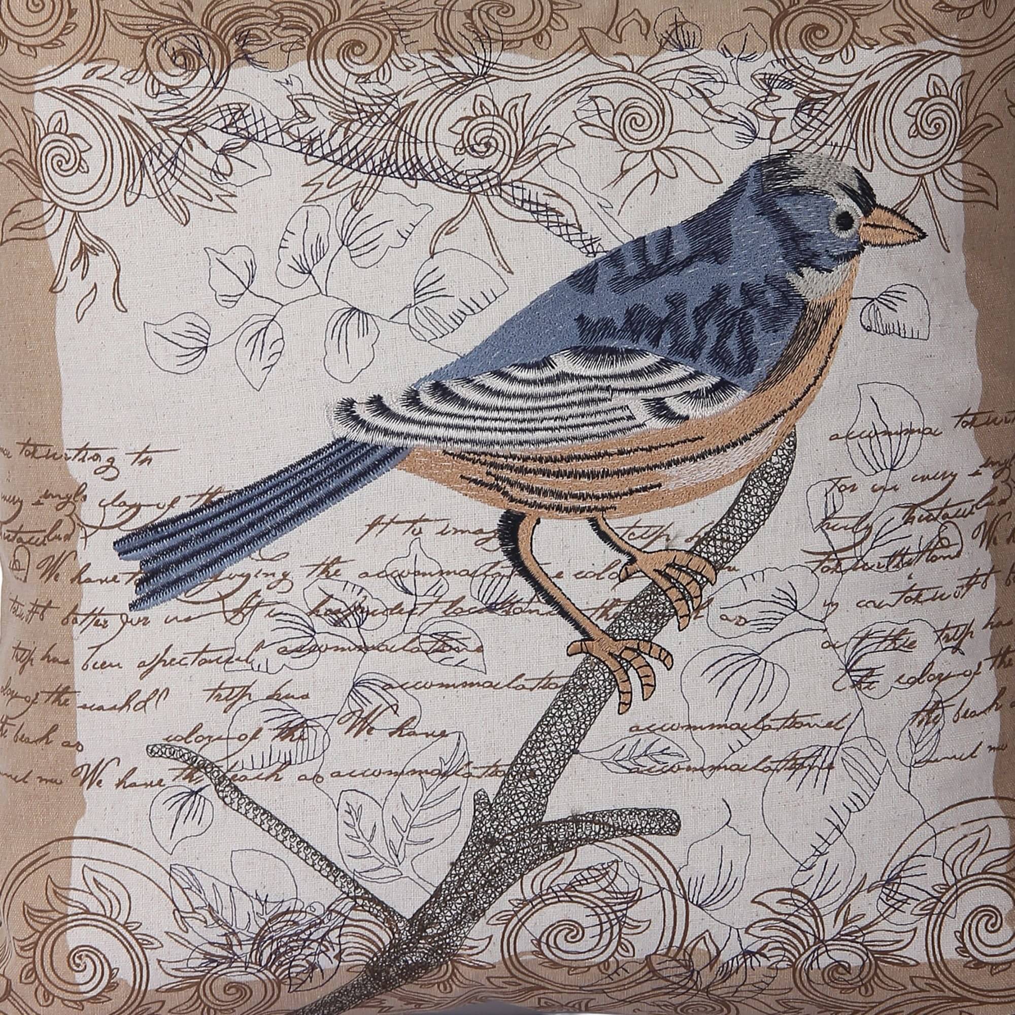 Blue Sparrow Bird Cushion Cover