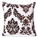 Dark Brown Damask Flock Embroidery Pillow Cover (Pack of 2) - photo