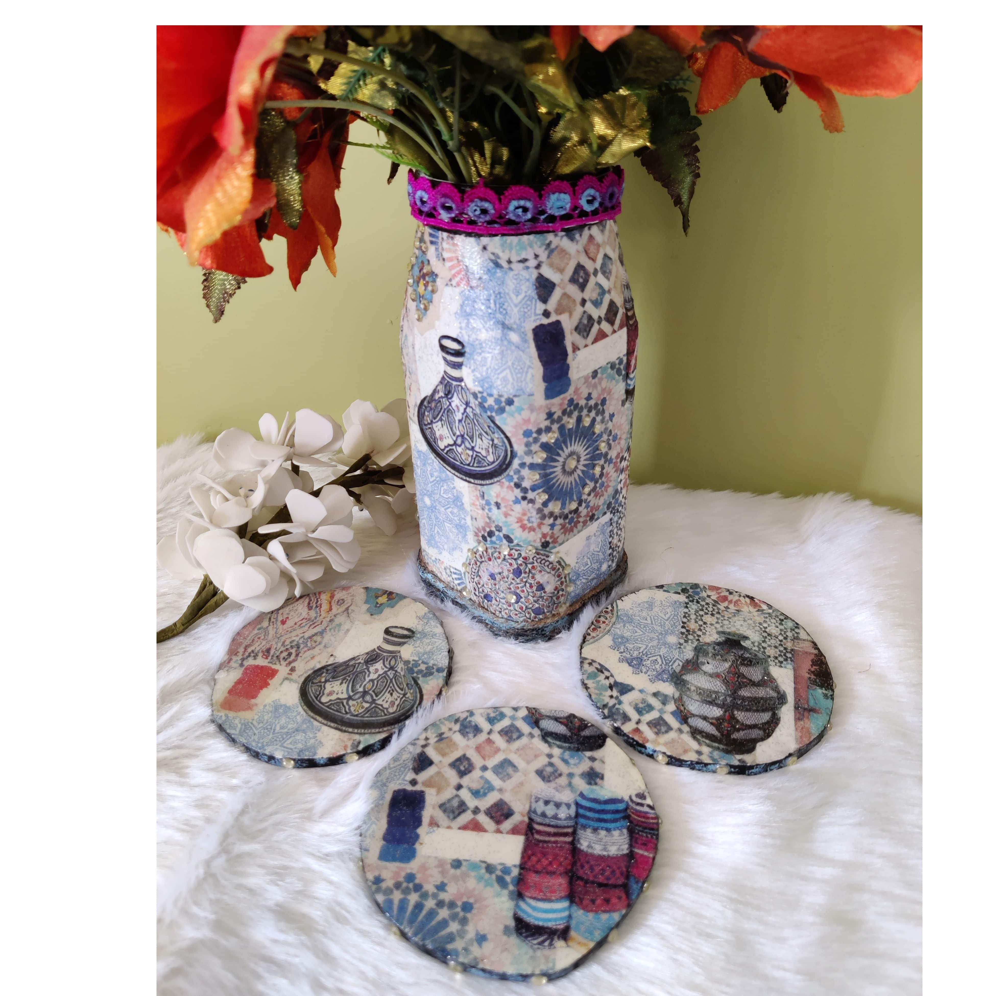 Vase and Tea Coasters Set - top_view
