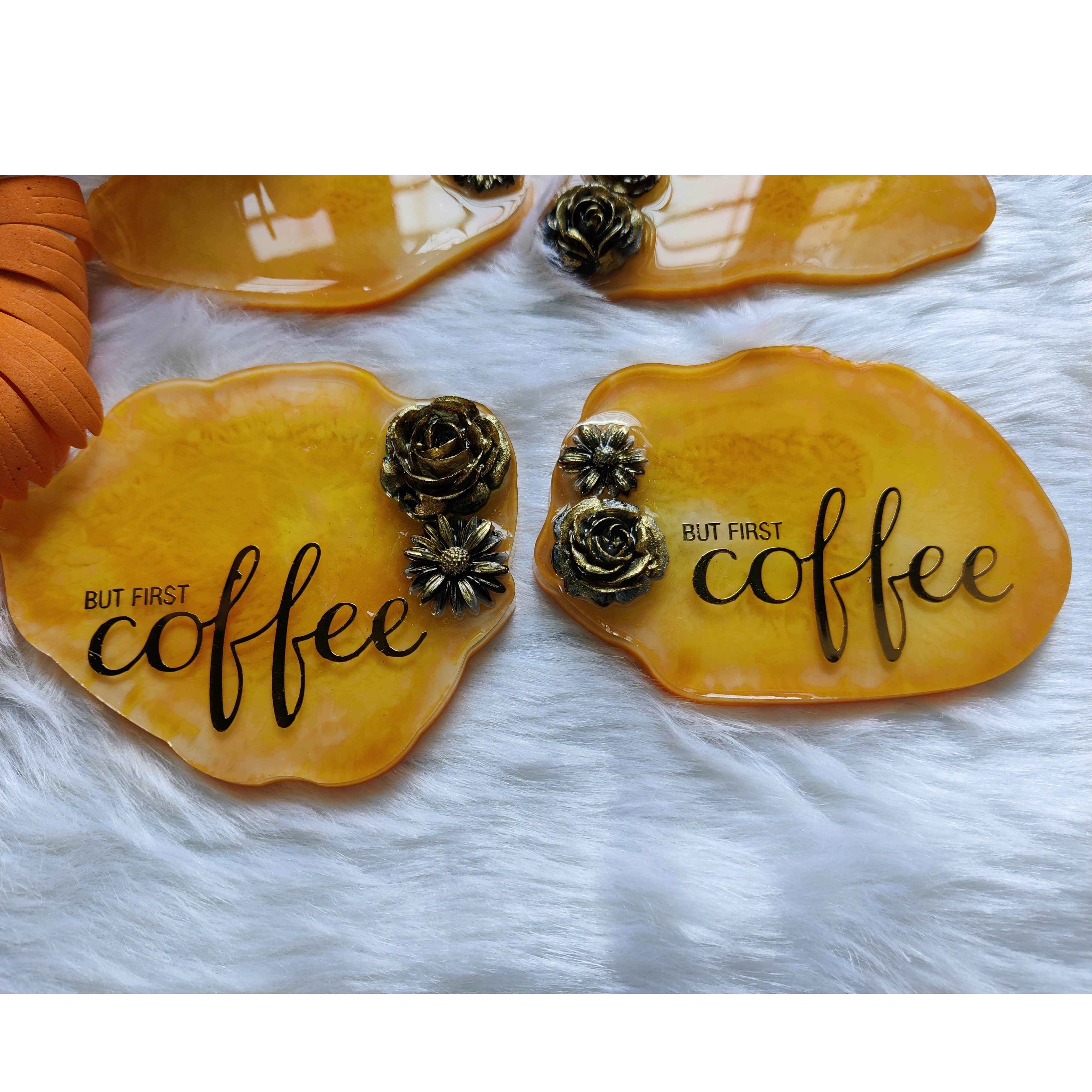Handmade Tea Coasters with Metallic Stickers  ( SET OF 4) - rear_view