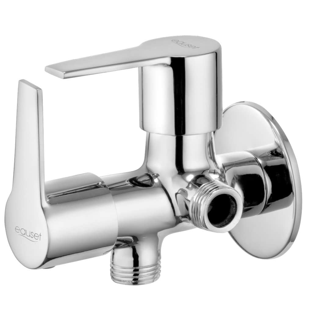 Fusion Angle Valve 2 in 1 with Chrome Finish (Silver, Brass) - top_view