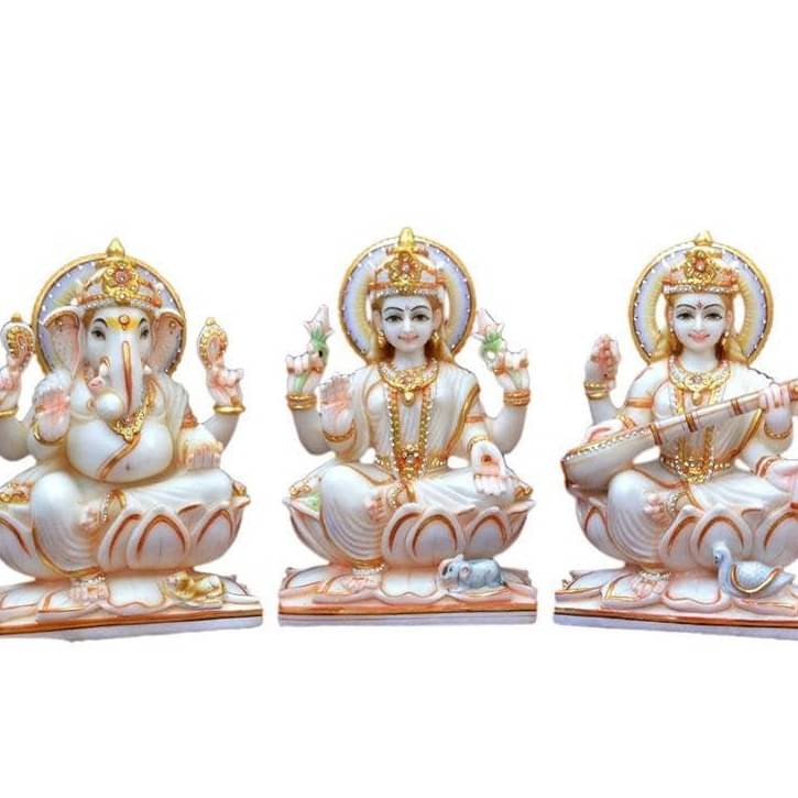 Marble Ganesha Lakshmi Sarswati