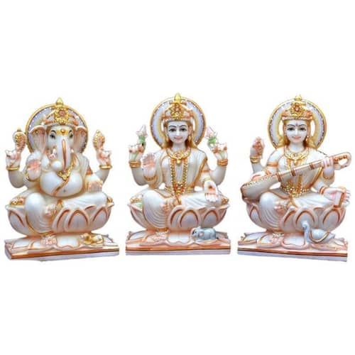 Marble Ganesha Lakshmi Sarswati