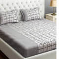 Grey Floral 240 TC Cotton 1 Double King Size Bedsheet - photo