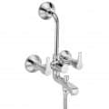Brass 3 in 1 Wall Mixer With L-bend Pipe (Silver, Chrome Finish) - photo