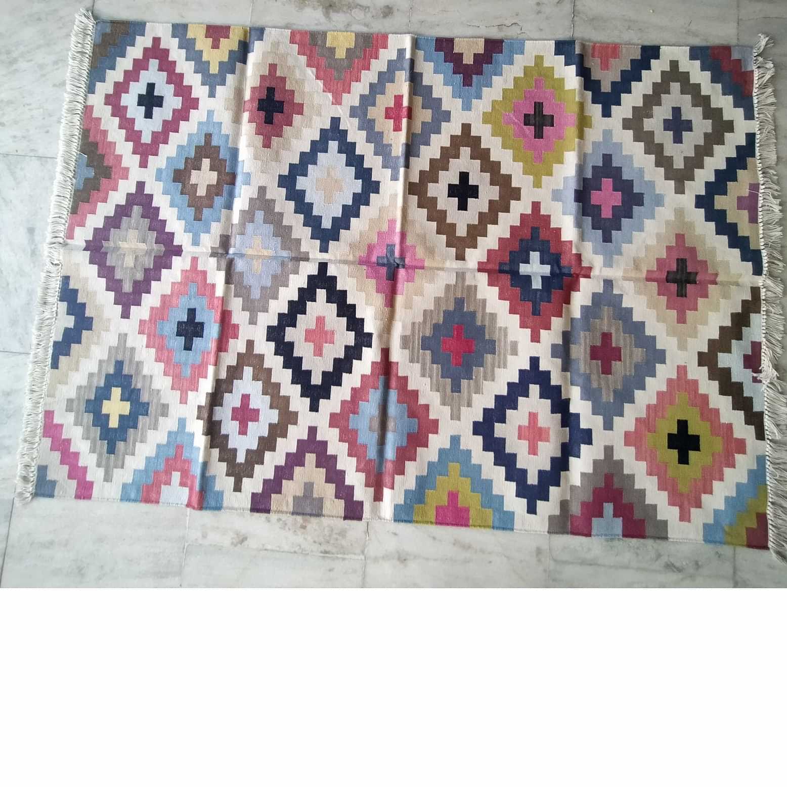 4*6 Cotton Area Rug Handwoven - photo