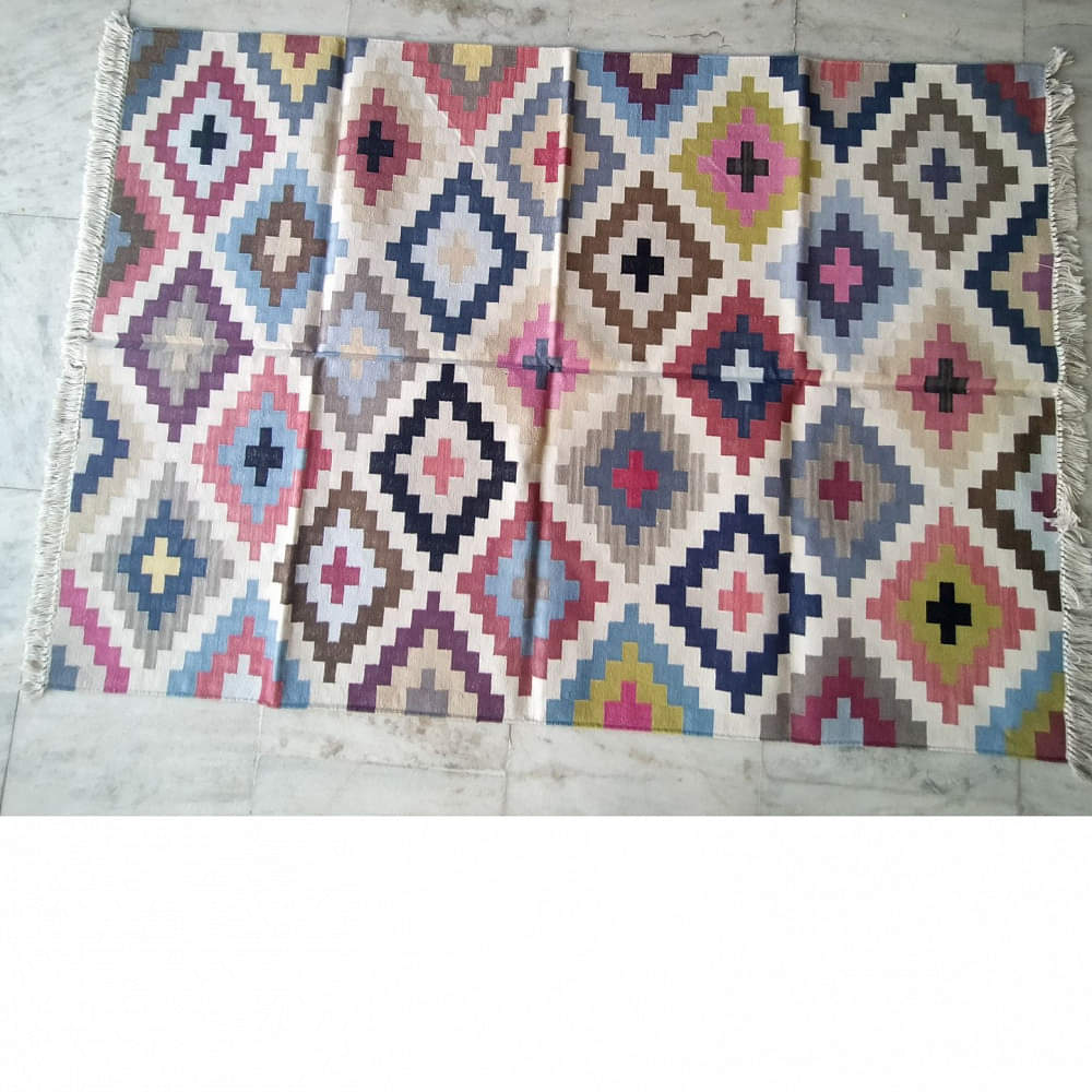 4*6 Cotton Area Rug Handwoven - photo
