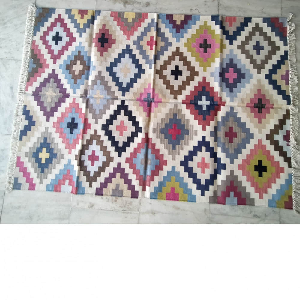 4*6 Cotton Area Rug Handwoven - photo