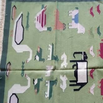 4*6 Cotton Durry Panja Dhurrie Rug Area Rug Handwoven - front_view