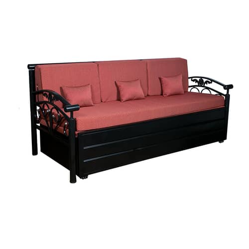 Red Sofa Cum Bed with Hydraulic Storage