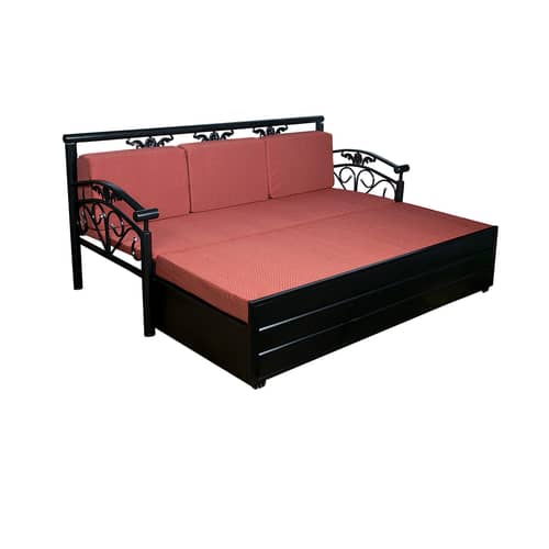 Red Sofa Cum Bed with Hydraulic Storage