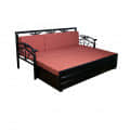 Red Sofa Cum Bed with Hydraulic Storage - top_view