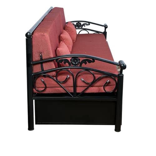 Red Sofa Cum Bed with Hydraulic Storage