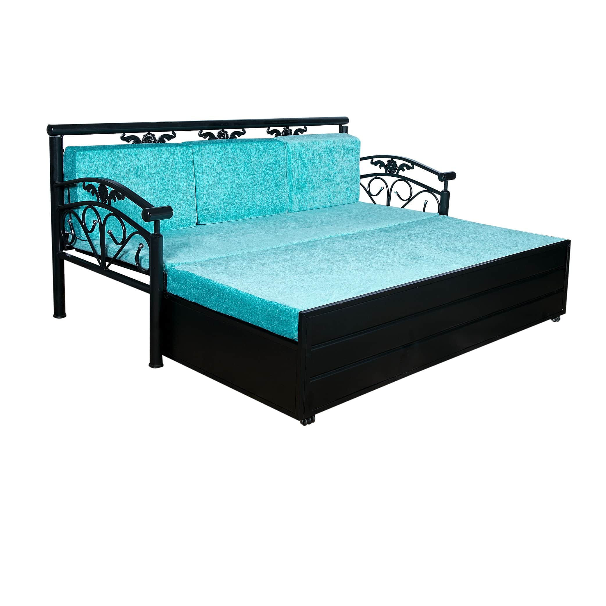 Carlisle Sofa Cum Bed With Hydraulic Storage In Sky Blue - top_view