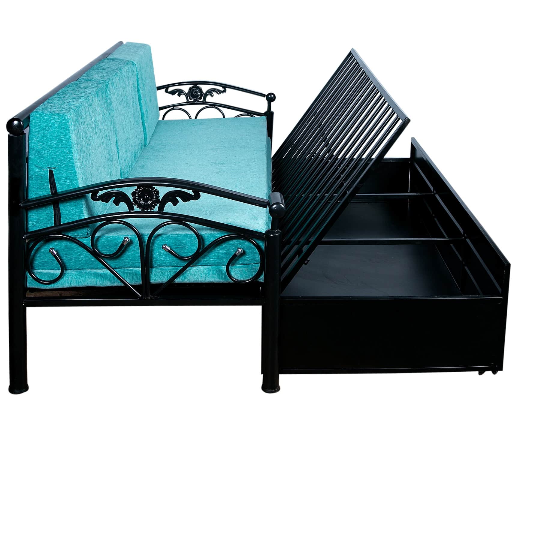 Carlisle Sofa Cum Bed With Hydraulic Storage In Sky Blue - right_view