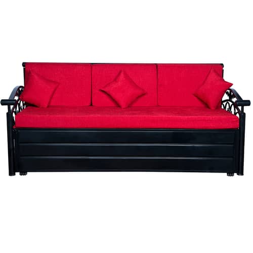 Carlisle Sofa Cum Bed With Hydraulic Storage In Red
